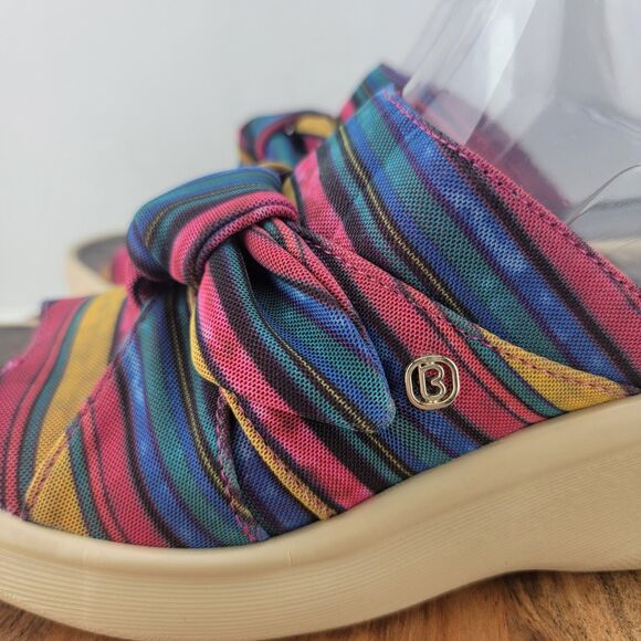 Bzees Womens Size 10 Blue Pink 10 Smile Slide Wedge Comfort Sandals - Picture 2 of 8